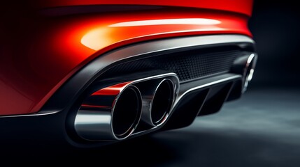 Aufkleber - A close shot of a sports cars exhaust pipe in a minimalistic perspective  AI generated