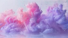 Purple Ink In Water. Watercolor Painting Illustration Style. Seamless Looping Time-lapse Virtual Video Animation Background 
