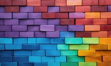 Colorful Brick Wall Background. Small Bricks Of Different Sizes And Colors