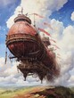 Steampunk Airship Adventures: Journey on a Pathway of Paintings