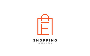 Wall Mural - E Letter shopping bag insulated logo template for symbol of business identity