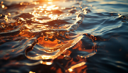 Nature water wave reflects liquid close up, abstract and wet generated by AI