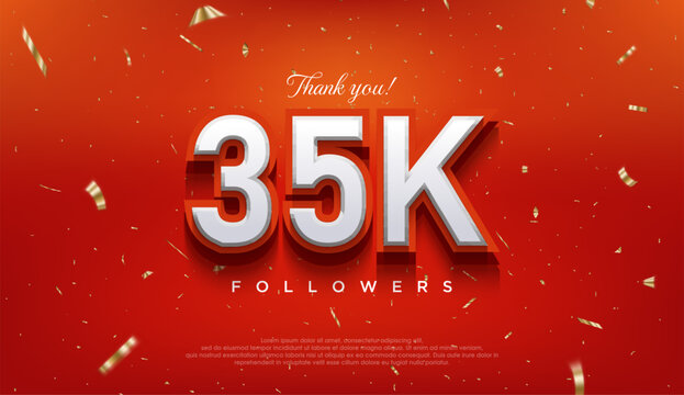 Elegant number to thank 35k followers, the latest premium vector design.