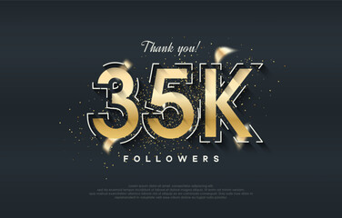 Sticker - 35k followers design with shiny gold color.