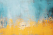 Grunge background material drawn with cool blue and yellow paint, Generative AI
