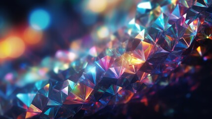 A Prism Rainbow Light on dark Background Overlay Crystal flare abstract effect Holographic sunlight reflection wallpaper colorful glare bokeh  AI generated