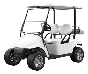 White golf cart isolated.