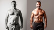© sderbane - Awesome Before and After Weight Loss fitness Transformation. The man was fat but became athlete. Fat to fit concept.