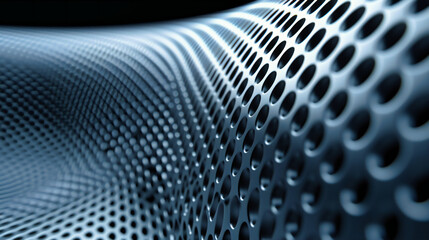 Futuristic Metallic Grid Pattern: Abstract Background with Industrial Design and Technological Elements