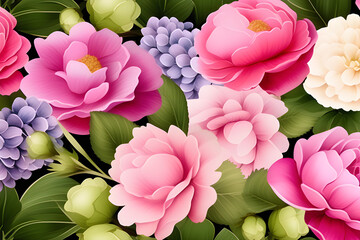 Wall Mural - pink watercolor flower illustrations: decorative flower illustrations for boarders, cards, invitatio