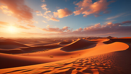 Wall Mural - Sunset over the arid African landscape, a majestic wave of heat generated by AI