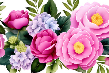 Wall Mural - pink watercolor flower illustrations: decorative flower illustrations for boarders, cards, invitatio