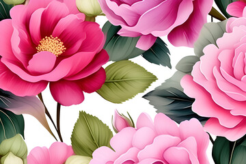 Wall Mural - pink watercolor flower illustrations: decorative flower illustrations for boarders, cards, invitatio