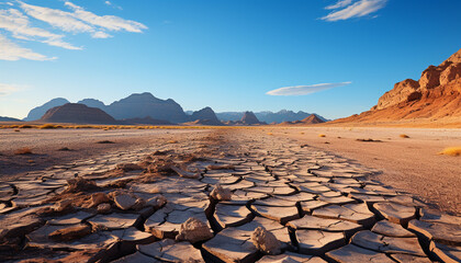 Wall Mural - Arid climate, extreme terrain, beauty in nature, majestic mountain range generated by AI