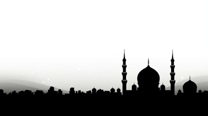 Wall Mural - black landscape silhouette Ramadan kareem Mosque Concept, Islam. Ramadan kareem, Mosque. Islamic Celebration Concept