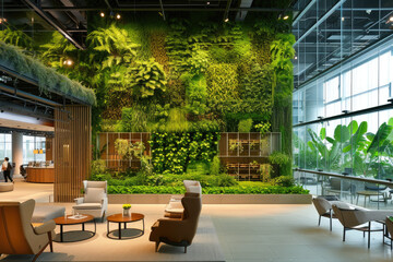 Wall Mural - Green biophilic design of workplace office for business work