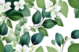 Fototapeta  - Eucalyptus Watercolor Illustration: Flower Illustration for Wedding Invitations, New Year's cards, and Decoration generative ai
