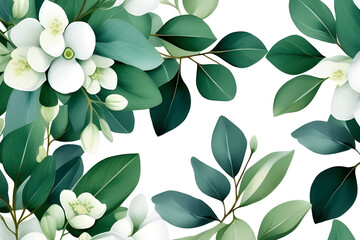 Wall Mural - Eucalyptus Watercolor Illustration: Flower Illustration for Wedding Invitations, New Year's cards, and Decoration generative ai
