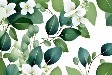 Wall Mural - eucalyptus watercolor illustration: flower illustration for wedding invitations, new year's cards, a