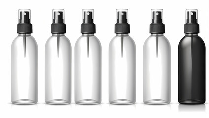 Wall Mural - 3d realistic foam bottles. Mock-up for product package branding.