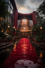 Wall Mural - Stunning red carpet entrance to the award ceremony venue, Generative AI