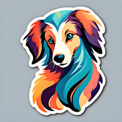 Wall Mural - cute cartoon sticker art design of a colorful borzoi collie dog puppy