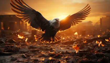 Poster - Birds of prey spread their wings, symbolizing freedom and spirituality generated by AI