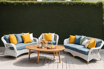 Wall Mural - Living room sofa in garden with green plants