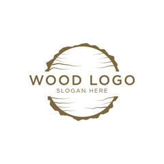 Wood and natural fiber logo template design, carpenter and wooden plank with saw craftsman tools.