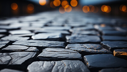 Poster - Stone material, old architecture, city life, summer heat, cobblestone pavement generated by AI