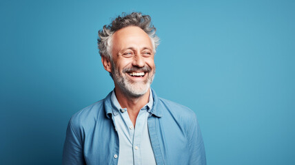 Poster - Happy smiling middle aged adult man on a solid background