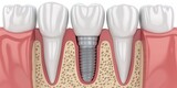 Fototapeta  - 3D Anatomy of healthy teeth and tooth dental implant in human denturra