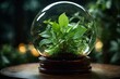 A plant in a transparent globe, eco friendly nature