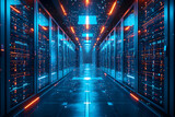 Fototapeta Londyn - Digital Nexus: Connection Network in Servers Data Center Room