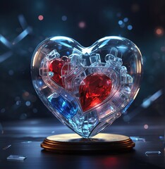 Wall Mural - science laboratory inside a glass heart love concept