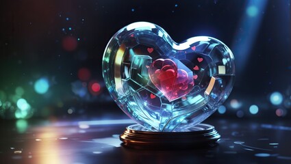 Wall Mural - science laboratory inside a glass heart love concept