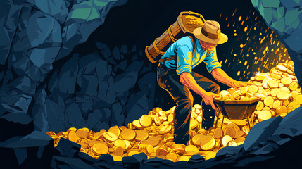 gold miner vector