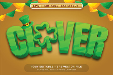 Poster - clover st patrick's day 3d text effect and editable text effect whit st patrick's day element