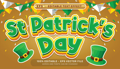 Poster - st patrick's day 3d text effect and editable text effect whit st patrick's day element