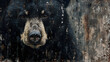 Large Black Bear Standing Next to Wooden Wall