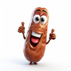 Wall Mural - 3D happy funny tamarind character on white background