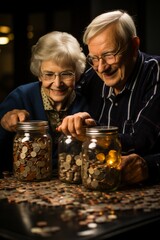 Wall Mural - Senior couple consulting with a tax professional to prepare their annual tax returns, Generative AI