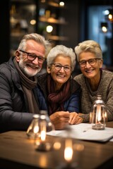 Wall Mural - Elderly couple meeting with a real estate agent to discuss downsizing their home, Generative AI