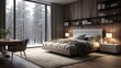 Modern interior design of Scandinavian elegant bedroom