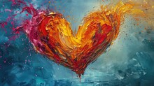 Vibrant Heart Explosion In A Burst Of Colorful Paint, Ai Generated