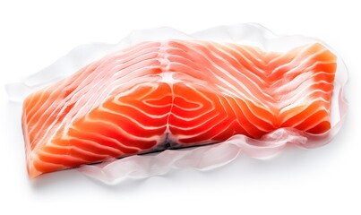 Wall Mural - Fresh salmon slices on a white background. generative AI