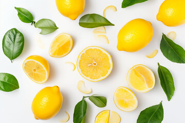 Wall Mural - lemons on a white background