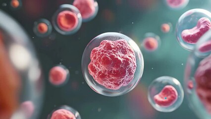 Wall Mural - 3d rendering of Human cell or Embryonic stem cell microscope background.	