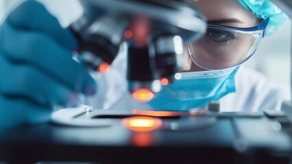 Sticker - Doctor or lab technician adjusting needle to fertilize a human egg under the microscope