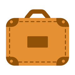 Wall Mural - Travel bag carry-on luggage for traveling on a train, bus, or plane. Brown  bag in retro style, business briefcase. Flat vector illustration isolated on white background.